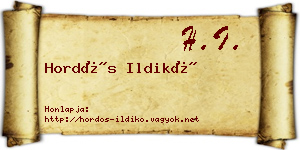 Hordós Ildikó névjegykártya